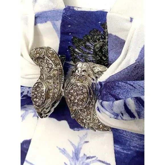 Roberto Cavalli S Multicolor Floral Jersey V-Neck Snake Head Brooch Dress IT-38 - Picture 5 of 9